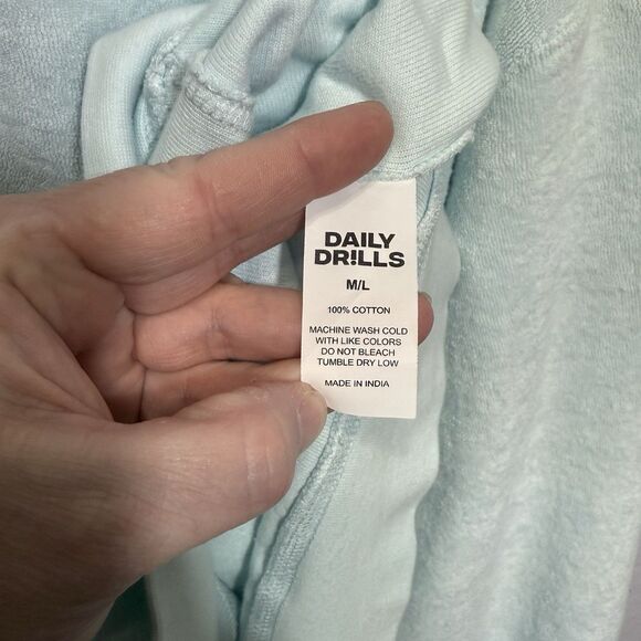 Daily Drills Oversized Crew Neck Terry Cloth Cozy Sweatshirt Surf Green Size M/L - Picture 4 of 10